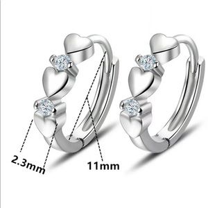 Elegant Heart Hoop Earrings White Sapphire